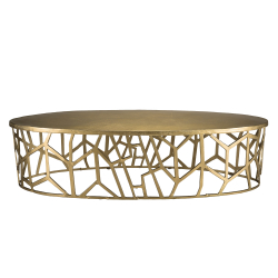 MACABNE - Table basse ovale 150x60cm aluminium doré piètement graphique