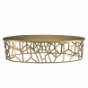 MACABNE - Table basse ovale 150x60cm aluminium doré piètement graphique