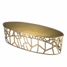 MACABNE - Table basse ovale 150x60cm aluminium doré piètement graphique