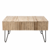 MACABANE - Table basse nature 2 tiroirs Teck - pieds épingles scandi