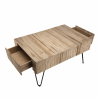 MACABANE - Table basse nature 2 tiroirs Teck - pieds épingles scandi