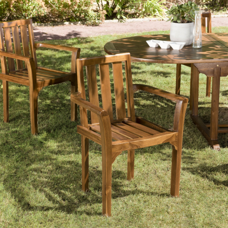 MACABANE - Lot de 2 fauteuils empilables mh en bois Teck huilé
