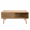 MACABANE - Table basse couleur naturel 2 tiroirs cannage 1 niche