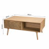 MACABANE - Table basse couleur naturel 2 tiroirs cannage 1 niche