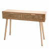 MACABANE - Console couleur naturel 2 tiroirs cannage