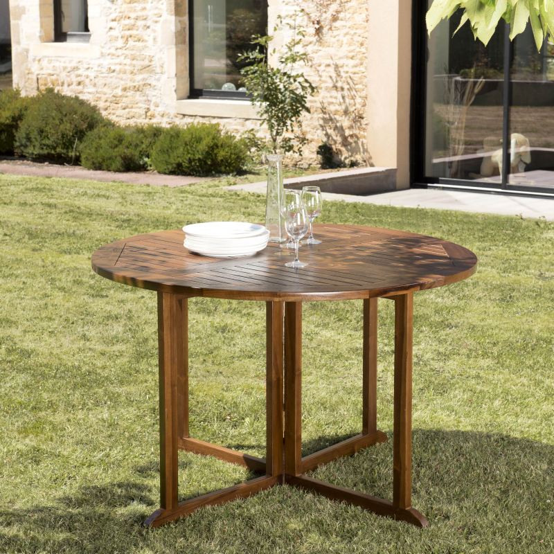 MACABANE - Table papillon en bois Teck huilé