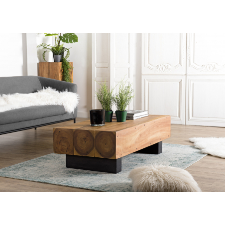 MACABANE - Table basse 120x60cm effet poutre