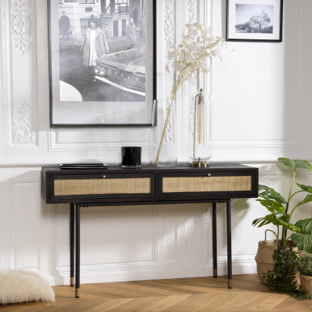 MACABANE - Console noire cannage