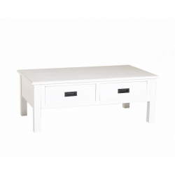 MACABANE - Table basse blanche avec tiroirs