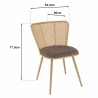 MACABANE - Lot de 2 chaises assise tissu taupe large dossier effet cannage