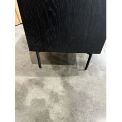 MACABANE - Table de chevet noire 1 tiroir marron foncé pieds métal noir