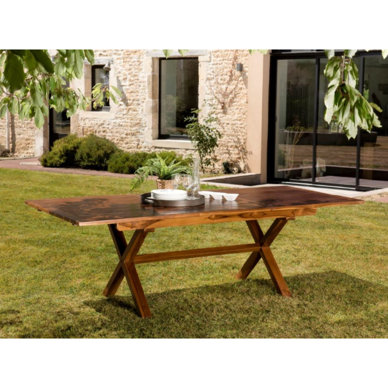 MACABANE - Table 180/240x100cm Teck huilé