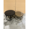 MACABANE - Set de 2 tables gigognes ceinturées rondes alu noir doré