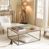 MACABANE - Table basse carrée 90x90cm aluminium doré et noir pieds métal