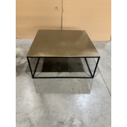 MACABANE - Table basse carrée 90x90cm aluminium doré et noir pieds métal