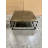 MACABANE - Table basse carrée 90x90cm aluminium doré et noir pieds métal