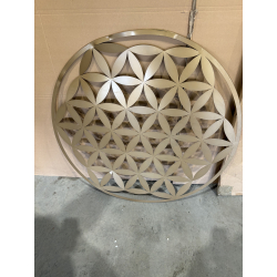 MACABANE - Décoration murale ronde 95x95cm métal doré