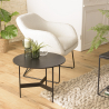 MACABANE - Table basse ronde noire 50x50cm piètement métal