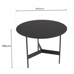 MACABANE - Table basse ronde noire 50x50cm piètement métal
