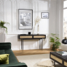 MACABANE - Console noire 2 tiroirs cannage