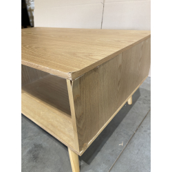 MACABANE - Table basse couleur naturel 2 tiroirs cannage 1 niche