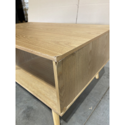 MACABANE - Table basse couleur naturel 2 tiroirs cannage 1 niche