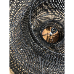 MACABANE - Suspension "double" 90x90cm en rotin couleur noire et teck