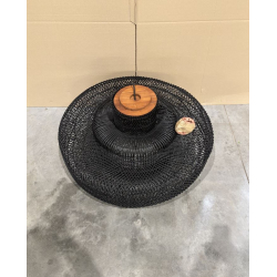 MACABANE - Suspension "double" 90x90cm en rotin couleur noire et teck