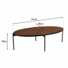 MACABANE - Table basse ovale 131x65cm couleur rouille effet pierre
