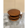 MACABANE - Table basse ronde 2 tabourets avec coussins