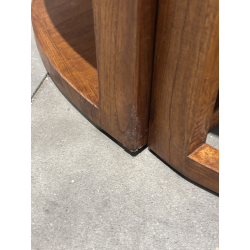 MACABANE - Table basse ronde 2 tabourets avec coussins