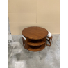 MACABANE - Table basse ronde 2 tabourets avec coussins