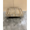 MACABANE - Table basse nature 2 tiroirs Teck - pieds épingles scandi