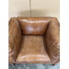 MACABANE - Fauteuil marron MILANO vintage cuir 1 place pieds bois
