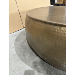 MACABANE - Table basse ronde 106x106cm effet martelé aluminium doré