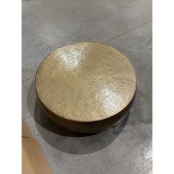 MACABANE - Table basse ronde 106x106cm effet martelé aluminium doré