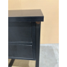 MACABANE - Console noire 4 tiroirs 1 étagère effet cannage