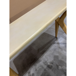 MACABANE - Console 140x43cm pied Y en chêne naturel plateau béton beige