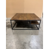 MACABANE - Table basse carrée avec tablettes Teck recyclé / Acacia Mahogany