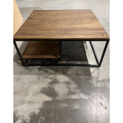 MACABANE - Table basse carrée avec tablettes Teck recyclé / Acacia Mahogany