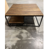 MACABANE - Table basse carrée avec tablettes Teck recyclé / Acacia Mahogany