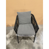 MACABANE -  Fauteuil en cordage noir coussins gris anthracite