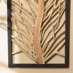 MACABANE - Décoration murale 120x70cm motif teck arbre de vie, cadre noir