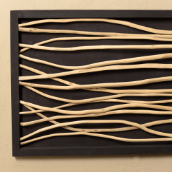 MACABANE - Décoration murale 120x70cm branches de teck, cadre et fond noir