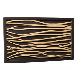 MACABANE - Décoration murale 120x70cm branches de teck, cadre et fond noir
