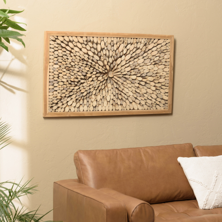 MACABANE - Décoration murale 120x70cm branches de teck, cadre naturel
