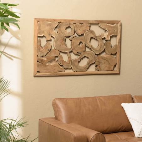 MACABANE - Décoration murale 120x70cm formes arrondies teck, cadre naturel