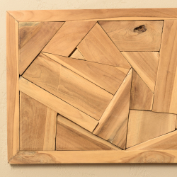 MACABANE - Décoration murale 120x50cm formes géom. en teck, cadre naturel
