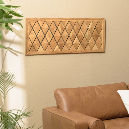 MACABANE - Décoration murale 120x50cm motifs losanges teck, cadre nature