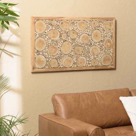 MACABANE - Décoration murale 120x70cm mosaïques n°1 en teck, cadre naturel